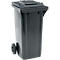 Poubelle mobile SSI Schäfer GMT eXtra, 120 l, EN 840, préparée pour recevoir une puce, poignée de traction, plastique recyclé à 90 %, noir-noir