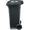 Poubelle mobile SSI Schäfer GMT eXtra, 120 l, EN 840, préparée pour recevoir une puce, poignée de traction, plastique recyclé à 90 %, noir-noir