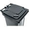 Poubelle mobile SSI Schäfer GMT eXtra, 120 l, EN 840, préparée pour recevoir une puce, poignée de traction, plastique recyclé à 90 %, noir-noir