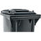 Poubelle mobile SSI Schäfer GMT eXtra, 120 l, EN 840, préparée pour recevoir une puce, poignée de traction, plastique recyclé à 90 %, noir-noir