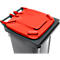 Poubelle mobile SSI Schaefer GMT eXtra, 120 l, EN 840, préparée pour recevoir une puce, poignée de traction, plastique recyclé à 90 %, noir-rouge