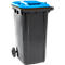 Poubelle mobile SSI Schäfer GMT eXtra, 240 l, EN 840, préparée pour recevoir une puce, poignée de traction, 90 % de plastique recyclé, noir-bleu