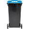 Poubelle mobile SSI Schäfer GMT eXtra, 240 l, EN 840, préparée pour recevoir une puce, poignée de traction, 90 % de plastique recyclé, noir-bleu