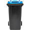 Poubelle mobile SSI Schäfer GMT eXtra, 240 l, EN 840, préparée pour recevoir une puce, poignée de traction, 90 % de plastique recyclé, noir-bleu