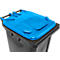 Poubelle mobile SSI Schäfer GMT eXtra, 240 l, EN 840, préparée pour recevoir une puce, poignée de traction, 90 % de plastique recyclé, noir-bleu