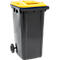 Poubelle mobile SSI Schäfer GMT eXtra, 240 l, EN 840, préparée pour recevoir une puce, poignée de traction, 90 % de plastique recyclé, noir-jaune