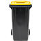 Poubelle mobile SSI Schäfer GMT eXtra, 240 l, EN 840, préparée pour recevoir une puce, poignée de traction, 90 % de plastique recyclé, noir-jaune