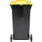 Poubelle mobile SSI Schäfer GMT eXtra, 240 l, EN 840, préparée pour recevoir une puce, poignée de traction, 90 % de plastique recyclé, noir-jaune