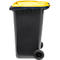 Poubelle mobile SSI Schäfer GMT eXtra, 240 l, EN 840, préparée pour recevoir une puce, poignée de traction, 90 % de plastique recyclé, noir-jaune