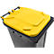 Poubelle mobile SSI Schäfer GMT eXtra, 240 l, EN 840, préparée pour recevoir une puce, poignée de traction, 90 % de plastique recyclé, noir-jaune