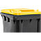 Poubelle mobile SSI Schäfer GMT eXtra, 240 l, EN 840, préparée pour recevoir une puce, poignée de traction, 90 % de plastique recyclé, noir-jaune