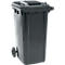 Poubelle mobile SSI Schäfer GMT eXtra, 240 l, EN 840, préparée pour recevoir une puce, poignée de traction, 90 % de plastique recyclé, noir-noir