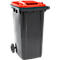Poubelle mobile SSI Schäfer GMT eXtra, 240 l, EN 840, préparée pour recevoir une puce, poignée de traction, 90 % de plastique recyclé, noir-rouge