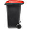 Poubelle mobile SSI Schäfer GMT eXtra, 240 l, EN 840, préparée pour recevoir une puce, poignée de traction, 90 % de plastique recyclé, noir-rouge
