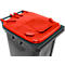 Poubelle mobile SSI Schäfer GMT eXtra, 240 l, EN 840, préparée pour recevoir une puce, poignée de traction, 90 % de plastique recyclé, noir-rouge