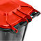 Poubelle mobile SSI Schäfer GMT eXtra, 240 l, EN 840, préparée pour recevoir une puce, poignée de traction, 90 % de plastique recyclé, noir-rouge
