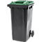 Poubelle mobile SSI Schäfer GMT eXtra, 240 l, EN 840, préparée pour recevoir une puce, poignée de traction, 90 % de plastique recyclé, noir-vert