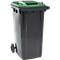 Poubelle mobile SSI Schäfer GMT eXtra, 240 l, EN 840, préparée pour recevoir une puce, poignée de traction, 90 % de plastique recyclé, noir-vert