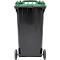 Poubelle mobile SSI Schäfer GMT eXtra, 240 l, EN 840, préparée pour recevoir une puce, poignée de traction, 90 % de plastique recyclé, noir-vert