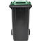 Poubelle mobile SSI Schäfer GMT eXtra, 240 l, EN 840, préparée pour recevoir une puce, poignée de traction, 90 % de plastique recyclé, noir-vert