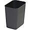 Poubelle rectangulaire gris foncé.
