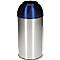 Poubelle ronde en inox Orgavente, 40 litres, Ø 380 x H 740 mm, pour l'intérieur, couvercle bleu