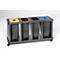 Poubelles pour tri sélectif Tetris VAR, station de 4 collecteurs, avec conteneurs en plastiques, acier
