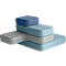 Poufs modulables carrés TAPA, avec mécanisme pivotant, l. 900 x P 900 x H 620 mm, révêtement de laine vierge, bleu/gris, set de 4 pièces