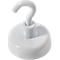 White hook with a round, magnetic base. The hook is curved upwards.