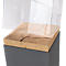 Präsentationssäule, 1 Fachboden, bis 30 kg, T 350 x H 1190 mm, Hirnholz-Eiche/Plexiglas, grau-matt