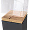 Präsentationssäule, 1 Fachboden, bis 30 kg, T 350 x H 1190 mm, Hirnholz-Eiche/Plexiglas, schwarz-matt