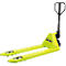 Yellow pallet jack with black handle, label "Lifter".