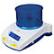 White laboratory scale with blue container. The scale shows '0.00 g'.