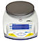 Digital scale with round weighing element. The display shows 0.0 g. Inscription: Highland, ADAM.