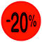 Roter Kreis mit Aufdruck -20%.