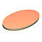 Oval-shaped, orange sanding pad. The different layers are separated by colored lines.