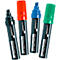 Four Legamaster jumbo presentation markers in black, red, blue, and green.