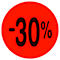Rode cirkel met de tekst -30%.