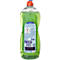 Green dish soap bottle. Stickers with warning symbols and text. Content: 675 ml.