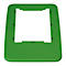 Groen, rechthoekig plastic frame met een vierkant gat in het midden en kleine rechthoekige uitsparingen.