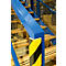 Protection d'angle jaune et noir, en forme de L. Bandes jaunes et noires alternées.