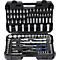 Schwarzer Werkzeugkoffer mit verschiedenen Schraubenschlüsseln und Bits.