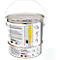 Silver paint bucket with handle, yellow text "PROline 2K paint" on white background, next to it pictograms.