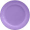 Assiette en papier lilas clair avec un bord strié.