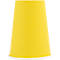 Gobelet en papier jaune, conique, avec bord blanc.