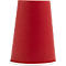 Roter Pappbecher mit weissem Rand. Konisch zulaufende Form.