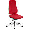 Prosedia bureaustoel LEANOS V ERGO, synchroonmechanisme, zonder armleuningen, ergonomische rugleuning, rood/aluminium gepolijst