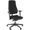 Black office chair with high backrest, armrests and wheels.