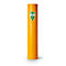 Colonne cylindrique jaune avec logo vert. Inscription : Eco Rack Compera.