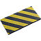 Pare-chocs rectangulaire avec des rayures diagonales jaunes et noires.